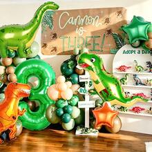 5pcs/Set Dinosaur Foil Balloon Set, Includes Large T-Rex Dinosaur Balloon, Balloon Ribbon, Triceratops, Pterosaur Foil Balloons, Suitable For Dinosaur Theme Birthday Party, Jurassic Theme Party Decoration - Multicolor - View 6