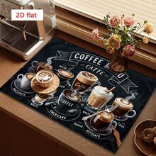 1pc Coffee Drying Mat, Coffee Machine Pad, Chalkboard Style Coffee Menu Pattern Absorbent Draining Mat For Cafe Dining Table, Multipurpose Drainage Pad, Home Gift, Desktop Decor - XYLSD-249 - View 1