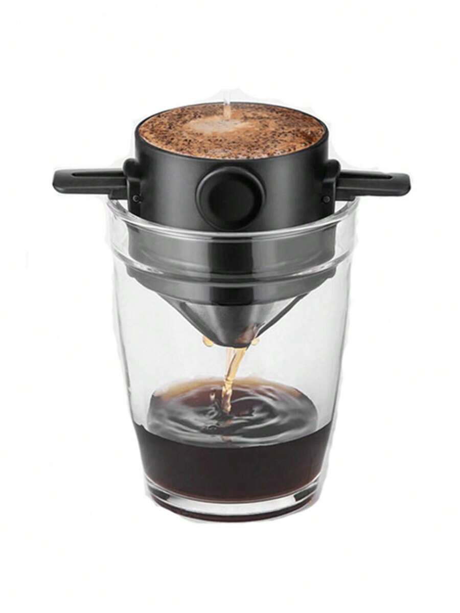 Filtru de cafea reutilizabil din oțel inoxidabil, design pliabil portabil cu funcție de clătire manuală, potrivit pentru gătit în aer liber și la grătar