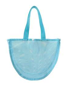 1pc Beach Toy Storage Bag, Tote Bag, Solid Color Mesh Bag, Beach Digging Tools, Multi-Compartment Storage Bag, Essential For Vacation And Travel - Multicolor - View 11