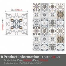 Grey Pattern Tile Decals, Peel And Stick, Waterproof, For Bathroom Kitchen Wall Floor Renovation - A - View 7