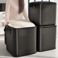 1件可折疊大容量收納袋，多用途居家收納，適用於衣物、毛毯、毛衣、床上用品和枕頭，搬家、宿舍、返校與行李打包好幫手，可重複使用，輕量居家與房間裝飾收納用品 - 黑色 - 查看 4