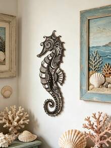 1pc Seahorse Metal Wall Decor - Modern Minimalist Coastal Decoration, Elegant Hanging Sculpture, Suitable For Living Room, Office, Housewarming Gift - Durable Iron Construction - Ocean Theme Home Decor, Artistic Laser Cut Design, Exquisite Texture - A - View 8