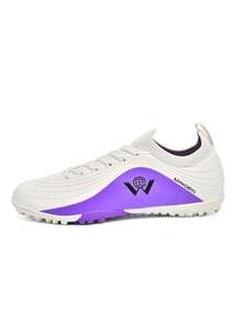 1 Pair Unisex Soccer Shoes, Low-Top Outdoor Turf Professional Sports Shoes, TF Studs Short Cleats, Lightweight Campus Style High-Top Professional Football Boots For Match And Training - White - View 3
