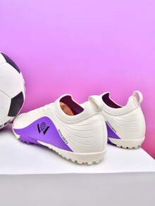 1 Pair Unisex Soccer Shoes, Low-Top Outdoor Turf Professional Sports Shoes, TF Studs Short Cleats, Lightweight Campus Style High-Top Professional Football Boots For Match And Training - White - View 8