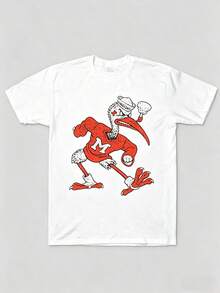 Miami Hurricanes Mascot Graphic T-Shirt, Y2K Vintage Streetwear Tee, Unisex Summer Cotton Shirt, Matching Couples Outfit - 白色 - 查看 1