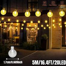 1件 20/50/100LED 太陽能水晶球串燈，戶外防水仙女燈，5M/7M/12M，8種照明模式，適用於花園、庭院、露營、聖誕節、派對、婚禮、陽台、酒館、亭閣、活動、聖誕樹、秋季、節日派對裝飾 - 太陽能花園燈 - 查看 14