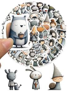 50Pcs Mood Embarrassed Character Stickers Aesthetic Art Vinyl Decal Fashion Cool Decoration For Laptop Water Bottle Phone Skateboard Luggage Notebook Motorcycle Helmet Car Bike Personal Daily Outdoor Indoor General Use Decoration Accessories Scrapbook Supplies Scrapbooking - 1 Set - View 3