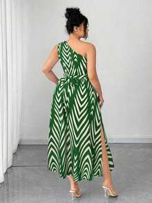 Vestido maxi de punto con estampado floral azul y blanco para mujer de talla grande, adecuado para volver al colegio, graduación, San Valentín, festival de música, Día de la Madre, Halloween, Acción de Gracias, Pascua, Baile de graduación, citas, temporada de bodas, viajes al aire libre - Verde - Ver 2