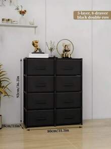1pc Easy Storage Cabinet With Multi-Layer Drawers, Bedroom Lingerie Organizer, Household Assembled Storage Rack, Cube With Drawers, Dust-Proof Wardrobe, Storage Shelf, Shoe Rack, Freestanding Display, DIY Assembly, Floor-Standing Storage Rack, Book Cabinet, Suitable For Bedroom, Living Room, Kitchen, Study, Office, Holiday Storage - 2 Rows, 5 Layers, 8 Grids, Black - View 2