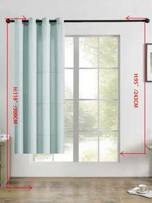 1片/2片亞麻風半透光窗簾布，適用客廳臥室，仿亞麻半透光遮光窗簾，亞麻混紡窗簾布，現代仿亞麻紋理窗簾，適用客廳臥室居家裝飾 - 綠色 - 查看 38