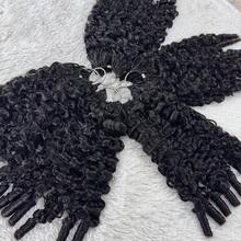 Uveous 60g / Bundle Burmese Curly Crochet Human Hair Knotless Pre-Separated Natural Black Kinky Curly Feather Crochet Hair Extensions For Braiding 18-26 Inch Extensions 60g Reusable Invisible Pre-Separated Knotless - Natural Black - Xem 1