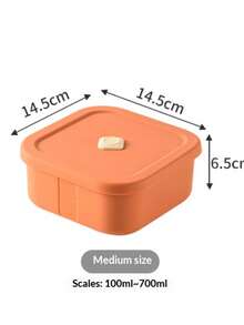 Caja de almuerzo cuadrada de silicona, recipiente de almacenamiento de alimentos con válvula de aire, caja bento para microondas para frutas y verduras - Multicolor - Ver 14