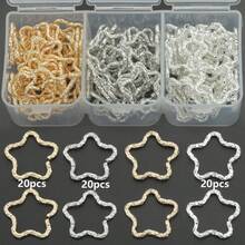 60pcs/Box Multicolor Star Embossed Rings, Suitable For Jewelry DIY Accessories, Open Rings, Earring Connectors, Phone & Key Chains, Embossed Rings, Bracelet & Necklace Connectors, Pentagram Jump Rings And Other Accessory Materials - Star-shaped Embossed Wreaths (60pcs) / Box - View 9