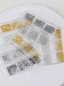6-Panel Boxed Nail Rivet Accessories, European And American Punk Style Regular Conical Solid Semi-Circular Alloy Rivets, Sweet And Cool Nail Rings, DIY Wearable Nail Accessories - Multicolor - View 4