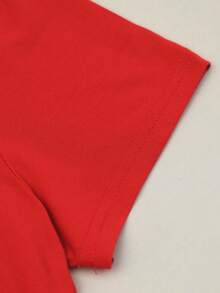 Printed Crew Neck T-Shirt For Girls - Red - View 4