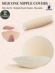 Plus Size Reusable Silicone Nipple Covers, Invisible Sweatproof Pasties For Swimsuits Wedding Dresses - Multicolor - View 19