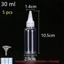 1/5/10pcs Empty Plastic Squeezable Dropper Bottle, Rinse Bottle, Liquid Packaging Container, 30ml/50ml/60ml/100ml/120ml Capacity, Essential For Cosmetics Packaging, Beauty Salon, Travel - Clear - View 27
