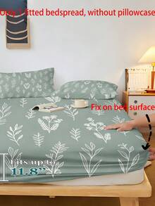 1 pièce Drap-housse de style bohème avec imprimé floral (jupe seulement, sans taie d'oreiller), protège-matelas à motif sauge, couverture de lit 100% polyester douce et respirante, convient aux lits simples/doubles/queen/king. Adapté pour la chambre à coucher, la chambre d'amis, le dortoir, l'hôtel, toute l'année - Multicolore - Voir 2