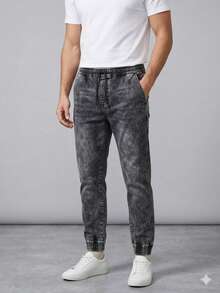 Men's Premium Denim Jogger Pants - humo gris - Ver 1