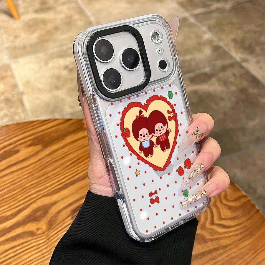 インスタ風 ワンポイント レディース スマホケース 17pro Max/17pro/17/11/12/13/14/15/15Pro/15PluS/15Pro Max/16/16Pro/16PluS/16Pro Max/MIN/X/XR 対応 デュアルカラー TPU 傷防止 衝撃吸収 パーティー用 インスタ映え 大人上品 プレゼント - 白边 - チェックする 1