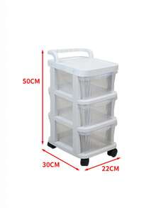 1pc Multi-Layer Transparent Plastic Drawer Storage Cabinet With Wheels, Rolling Organizer For Snacks Toys Cosmetics Jewelry, Home Office Bedroom Kitchen Storage Solution, Clear Stackable Container With Smooth Mobility, Space-Saving Shelving Unit For Various Items Organization And Display - Transparent - View 15