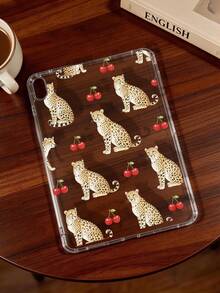 1 pieza Funda suave de TPU con estampado de guepardo y cereza, compatible con iPad Mini 1/2/3/Mini4/Mini5/Mini6/Mini7/Air/Air2/9.7/10.2/10.5/Air4/Air5/10.9/Pro 11 pulgadas/10th Gen/Air 11 pulgadas (M3) 2025/Pad (A16) 11 pulgadas 11th Generation 2025/ Air 8(M4)2026(11 pulgadas), A7/A8, funda protectora de tablet ligera y ultrafina de TPU personalizada/creativa/divertida, funda transparente sin ranura para lápiz, tablet no incluida - Multicolor - Ver 4