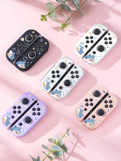 Ayotu 1 Cặp ốp bảo vệ tay cầm Joy-Con cho máy Switch, họa tiết cá mập và trò chơi điện tử, bảo vệ tay cầm trái và phải của Joy-Con Switch, phụ kiện chơi game Switch, bảo vệ Joy-Con khỏi hư hại, chống dầu và trầy xước, dễ dàng lắp đặt và tháo gỡ.