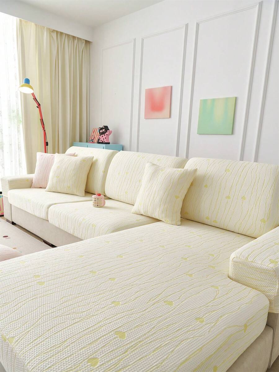 1 chiếc vỏ đệm sofa chống thấm nước và chống nước tiểu, dùng được cả bốn mùa, kiểu dáng đơn giản và hiện đại, co giãn, thân thiện với thú cưng và chống bẩn, kiểu mũ tắm có thể tháo rời, phù hợp với sofa chữ L và sofa 1/2/3/4 chỗ ngồi (Bán lẻ từng chiếc) - Màu vàng - Xem 1