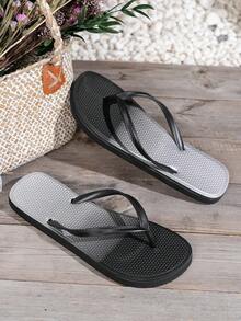 Dép xỏ ngón nữ mùa hè kiểu ombre, dép đi biển, dép bơi ngoài trời, dép đi trong nhà đế mềm mại thoải mái. - màu đen - Xem 3