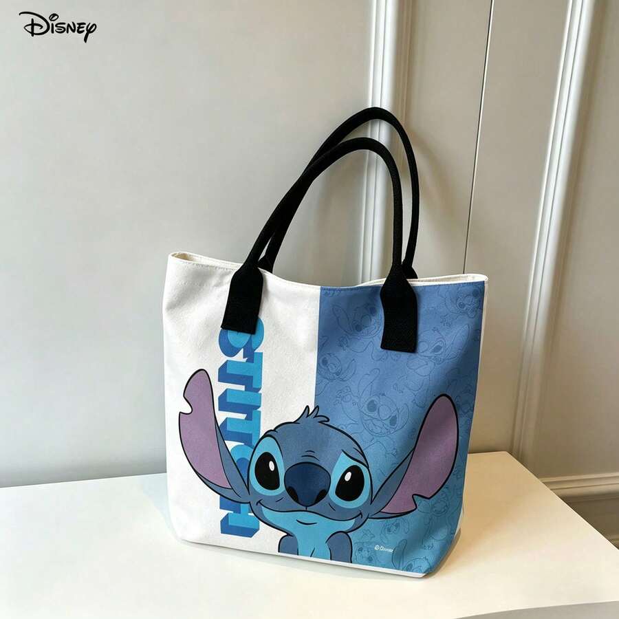 Miniso Disney Stitch handhållen och axelväska för laptop, tecknad axelväska med stor kapacitet för dagligt bruk - Svart - Visa 1