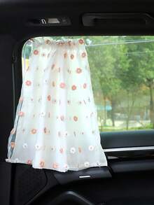 Summer Lace Double-Layer Sunshade, Suction Cup Design Sun Visor, Cute Floral Car Curtain, Fresh Style Auto Accessories For Women, Suction Cup Curtain Suitable For All Seasons - A - View 10