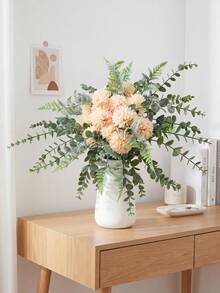 4 ramas de limón, adecuadas para decoración de primavera, escaparate, sala de estar, dormitorio, baño, cocina, boda, vacaciones, decoración de mesa interior - Crisantemos de eucalipto - 4 unidades - Ver 4