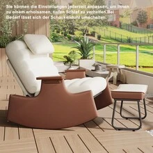 Poltrona a dondolo con poggiapiedi, poltrona a dondolo con poggiatesta, poltrona reclinabile con schienale regolabile, poltrona relax, poltrona per allattamento, poltrona da lettura per soggiorno, camera da letto, beige - Beige - Visualizzare 7