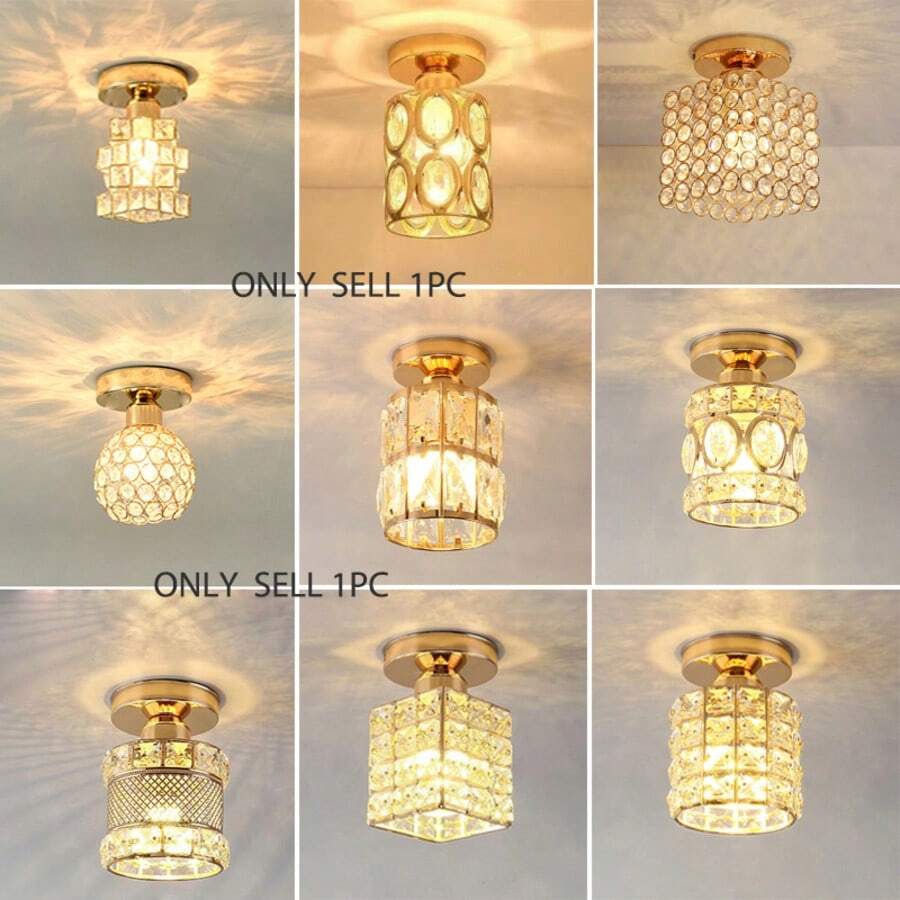 1 đèn thả trần pha lê mini, đèn trần hành lang lối vào hiện đại tối giản, pha lê sang trọng, không bao gồm bóng đèn - Nhiều - Xem 1