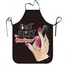 Adjustable Lace-Up Apron With Interesting Nail Art Pattern, Suitable For Kitchen, BBQ, Nail Salon, Party & Cosplay, Butterfly Print Design - LIWQ0041 - View 21