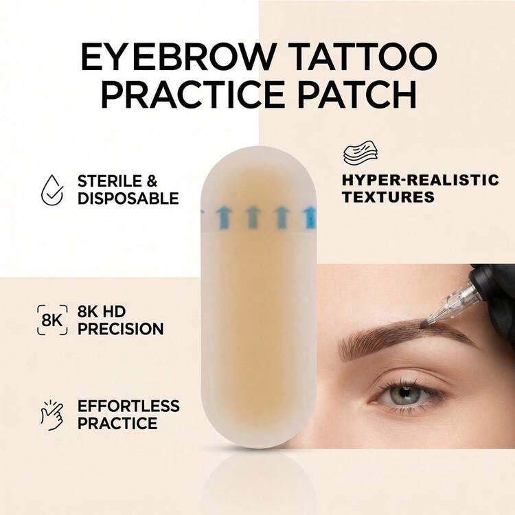 Microblading Eyebrow Tattoo Practice Patch, 10Pcs Hyper-Realistic Silicone Skin For PMU Training - View 2