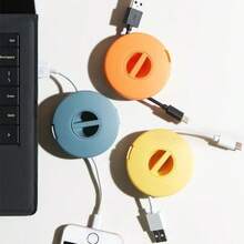 1pc Portable Cable Organizer - Phone, Mouse, Earphone Rotating Cable Winding Box - Keep Cables Untangled And Easy To Access, Desktop Storage And Organization - Multicolor - View 6