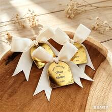 10/20pcs Silver & Gold Mirror Acrylic Baptism Favor Tags With Ribbons, Seat Cards, Baptism Souvenirs, Personalized Wedding Guest Name Tags - Multicolor - View 4