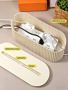 1 pieza Caja organizadora de cables de escritorio, organizador de regleta de enchufes de gran capacidad, caja de almacenamiento para ocultar cables desordenados, 2 opciones de color - Multicolor - Ver 3