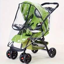 1pc Outdoor Stroller Rain Cover, U-Shaped Windshield, Summer Stroller Rain Cover, Fits Multiple Strollers, Easy To Install And Clean - White - View 5