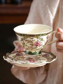 1 set Tasse à café et soucoupe en céramique florale vintage, tasse et soucoupe en céramique rétro européenne, tasse à café et soucoupe, tasse à thé de l'après-midi avec motif floral et oiseau, tasse et soucoupe, tasse à lait pour petit-déjeuner à la maison, tasse à café, tasse à jus, tasse et soucoupe de style palais, tasse cadeau, tasse et soucoupe, articles de boisson, cadeau d'anniversaire - Multicolore - Voir 9