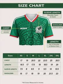 Women's Mexico Cropped Print Jersey Summer Streetwear Sport Crop Jersey Graphics Loose Breathable Green Jersey T-Shirt - màu xanh lá - Xem 7