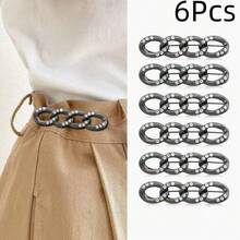 2/4/6Pcs Rhinestone Chain Waist Button Extender For Jeans, Metal Seamless Snap Fastener, Suitable For Loose Jeans, Adjustable And Detachable Pin, Black, Gold, White, Suitable For Women's Pants And Skirts - Multicolor - View 18