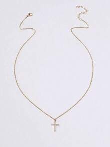 1 chiếc dây chuyền hình thánh giá bằng thép không gỉ đính đá Zirconia, thích hợp cho nữ giới đeo hàng ngày. - Nhiều màu - Xem 5