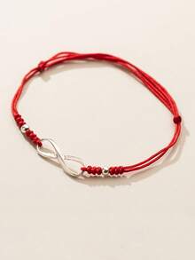 1 chiếc vòng tay điều chỉnh được bằng bạc sterling 925 hình biểu tượng vô cực, dây đỏ, mặt dây chuyền may mắn, trang sức tâm linh không gây dị ứng, món quà hoàn hảo cho phụ nữ. - Vàng - Xem 2