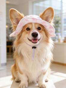 Light Pink Polyester Bow Sun Hat, Ear-Exposed Design, Excellent Sun Protection. Dog Hat, Pet Essential, Suitable For Small Dogs For Year-Round Outdoor Wear. - Multicolor - View 2