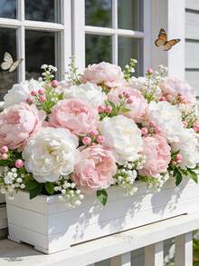 3 piezas de flores artificiales de peonía en blanco y rosa, adecuadas para decoración del hogar, accesorios de fotografía, decoración de bodas, ramos de novia, Día de San Valentín, decoración navideña, flores artificiales, decoración de primavera, decoración del hogar y la oficina, arreglos florales, centro de mesa artificial, decoración de jardín al aire libre, regalo de boda para la novia, decoración de fiestas - Multicolor - Ver 5