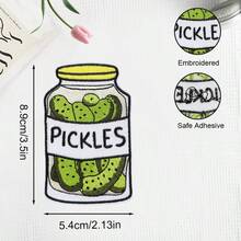 1 buc. Patch creativ pentru alimente, aplicație brodată cu borcane de murături, decorațiune termoadezibilă pentru rucsac, pălărie - A - Vizualizare 3