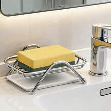 1pc Rectangular Soap Dish - With Automatic Drainage Design, This Thick Stainless Steel Soap Holder Has Excellent Durability And Is A Practical Bathroom Accessory, Designed Specifically For Bathroom Use - Silver - One Size - View 4